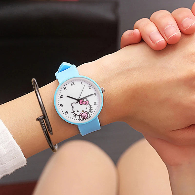 Hello Kitty Watches Stylish and Versatile Watches Cute, Cartoon-Style, Candy-Colored, Fresh-Looking Watches for Students Qme