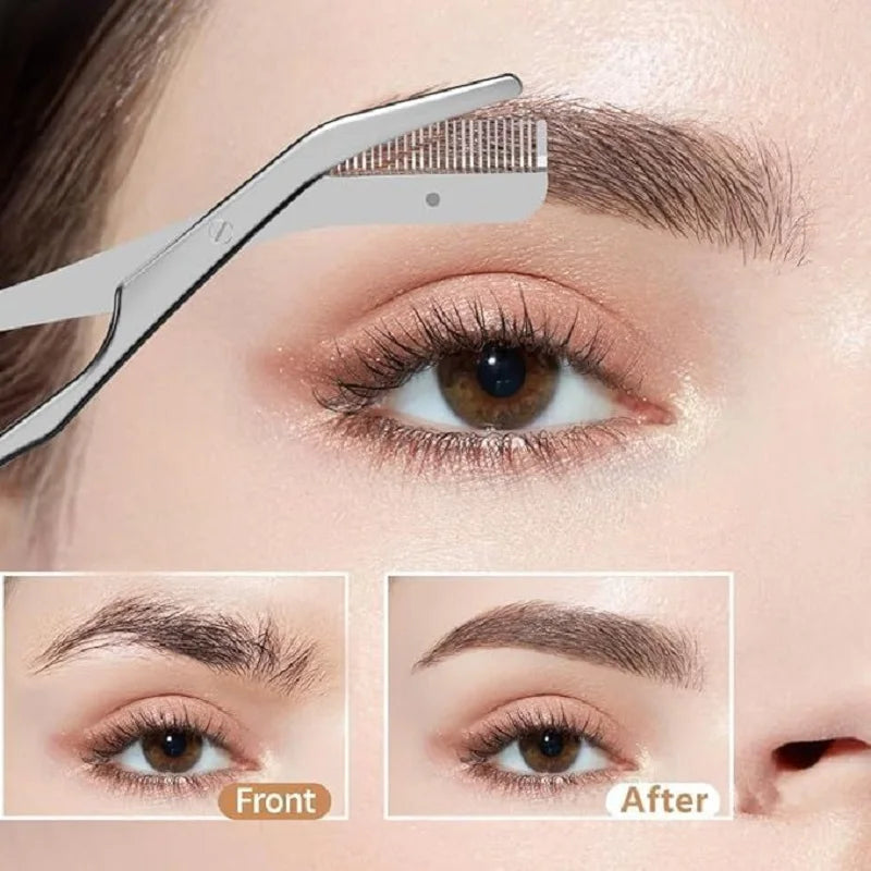 Stainless Steel Eyebrow Scissors Comb Makeup Trimming Knife Hair Qme