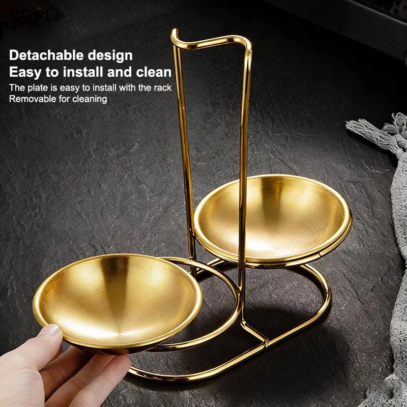 Single Double Ladle Vertical Spoon Utensil Rack Soup Rest Stand Qme
