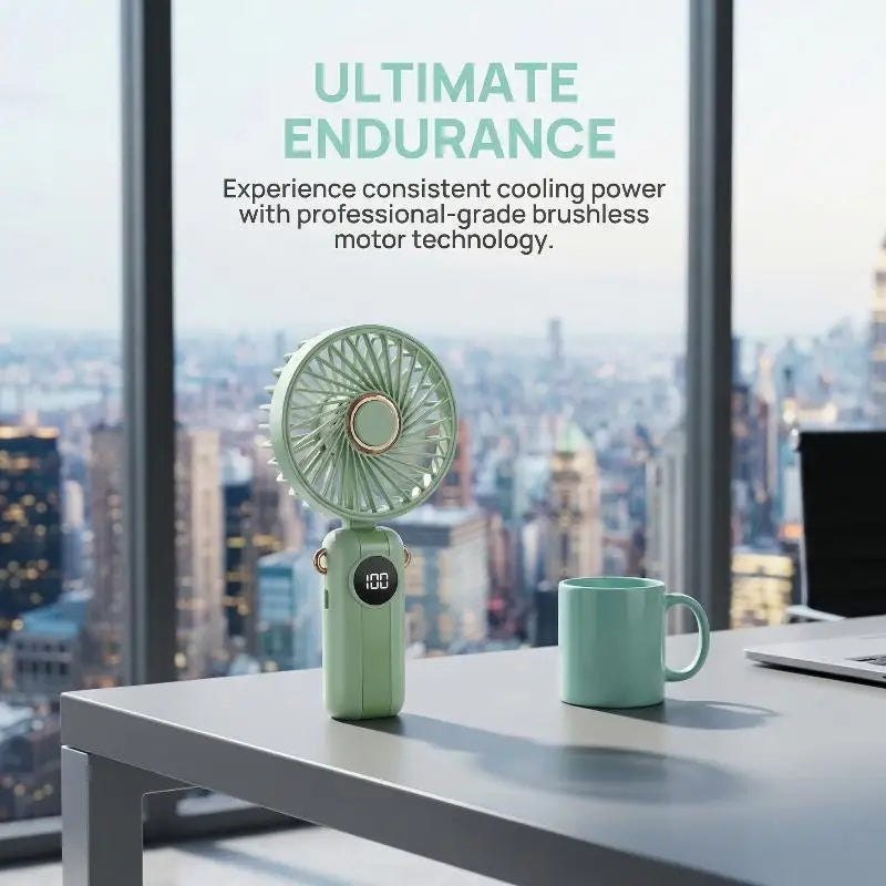 Portable Handheld Mini Fan Foldable Neck Hanging Fans 5 Speed USB Qme