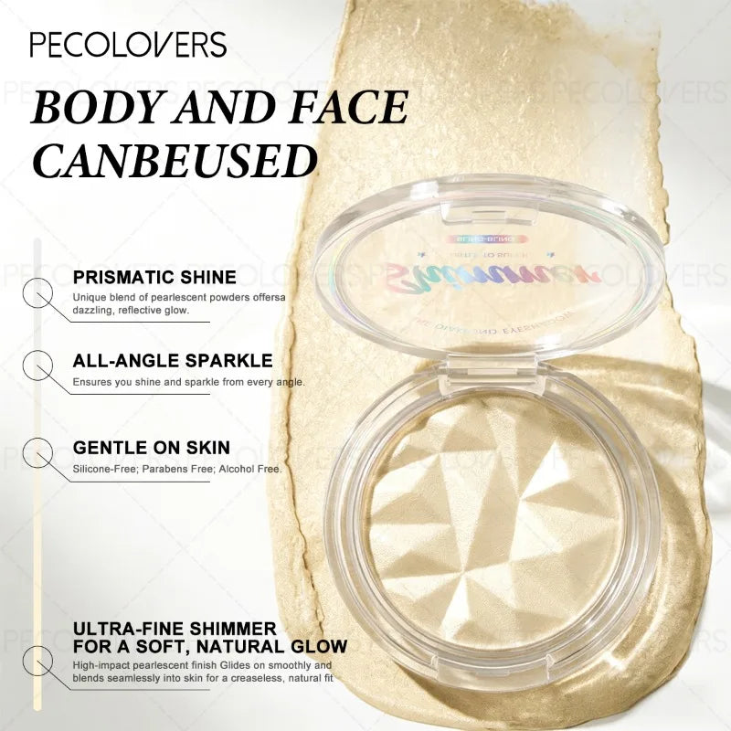 1PC Face Highlight Palette, White Silver and Champagne, Brightening Face Highlight, Waterproof, Facial Cosmetics Qme