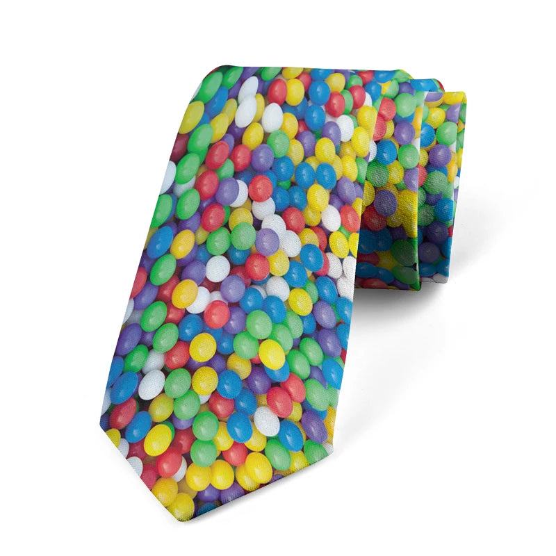 Funny Candy Snacks Printed Tie Unisex Casual Creative Novelty Men's Qme style8