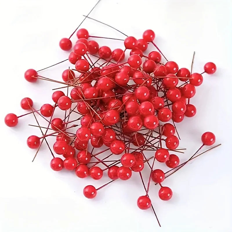 100 Round Berries Simulation Foam Fruit Cherry Small Red Peony Qme Red