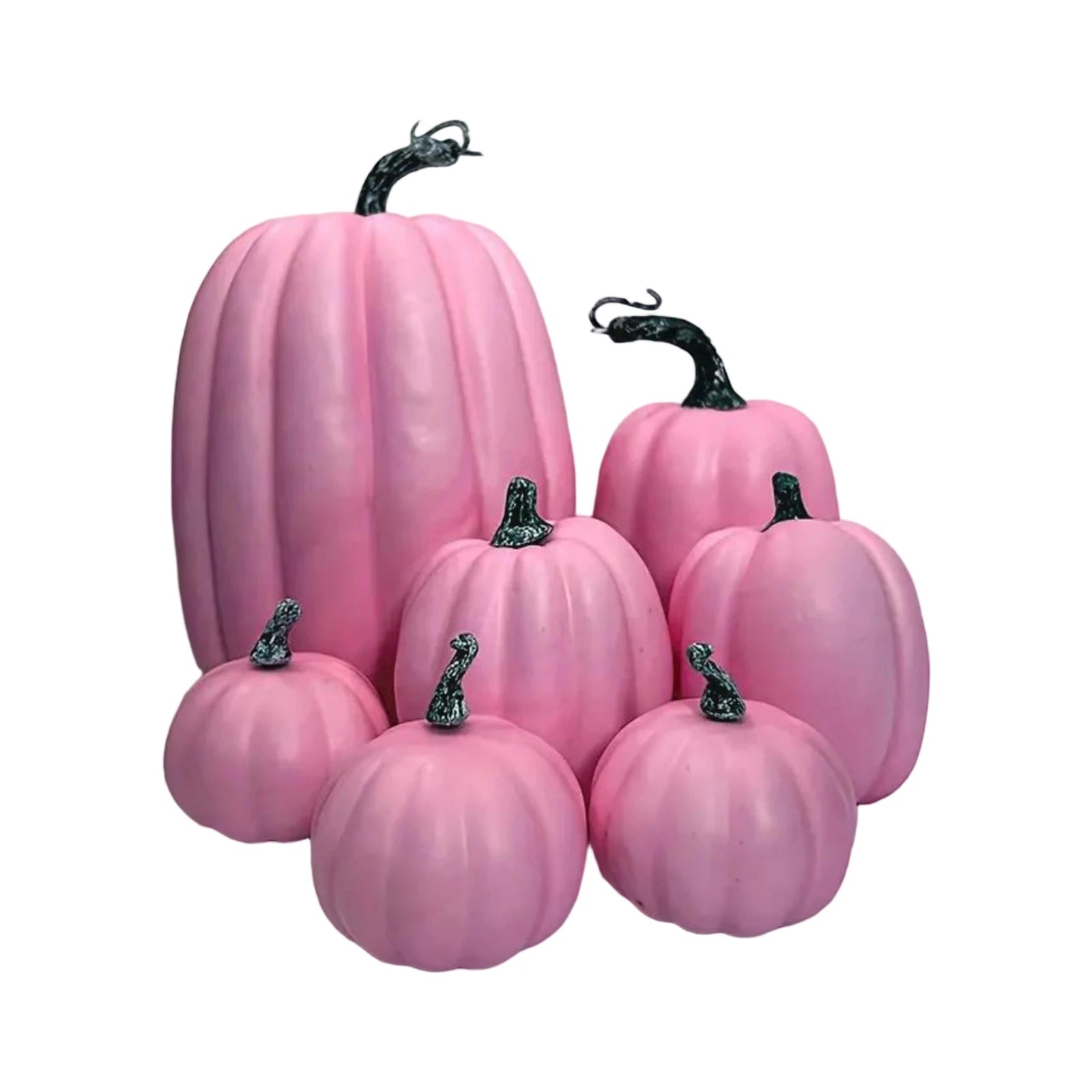 7PCS Multi-size Artificial Pumpkin Set for Halloween Decorations Rustic Fall Thanksgiving Centerpiece Table Ornaments Qme Hot Pink One Size