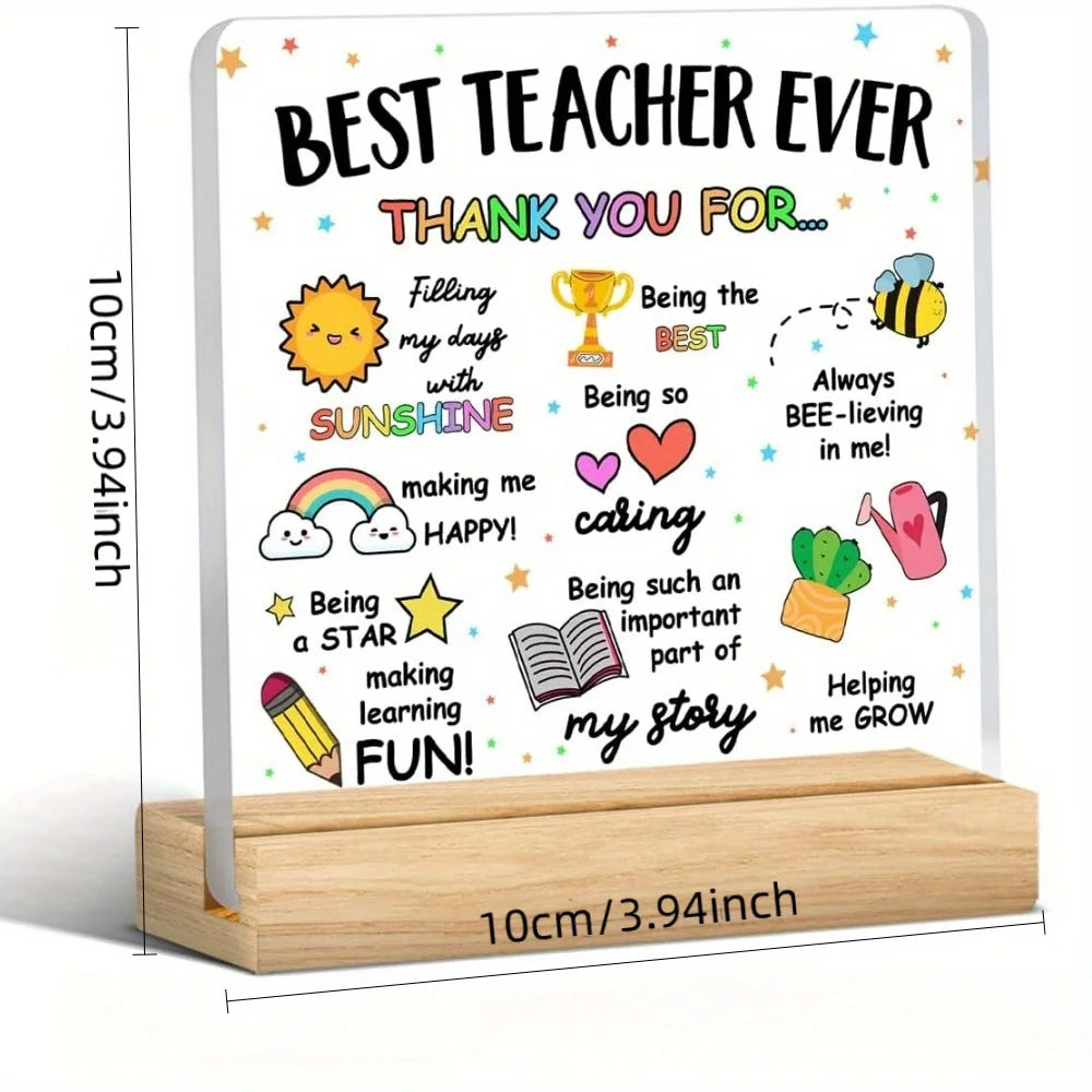 Teacher Ever Acrylic Desk Plaque Colorful Inspirational Quotes Thank Qme