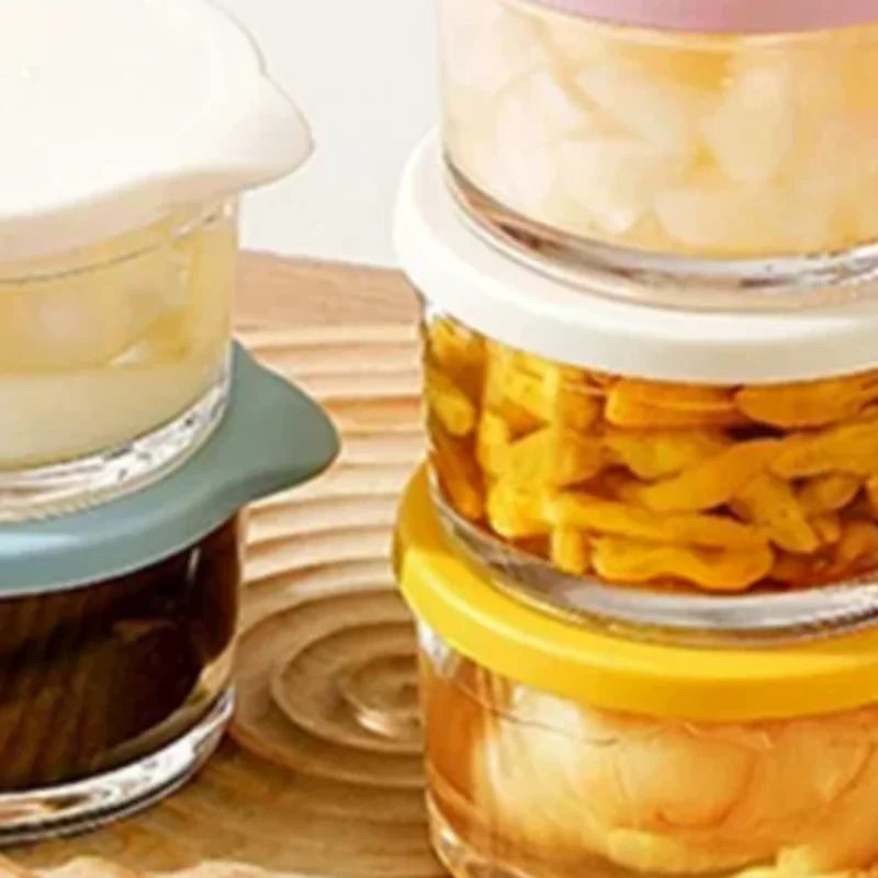 Microwave Safe Round Food Storage Container Borosilicate Glass Pickle Qme