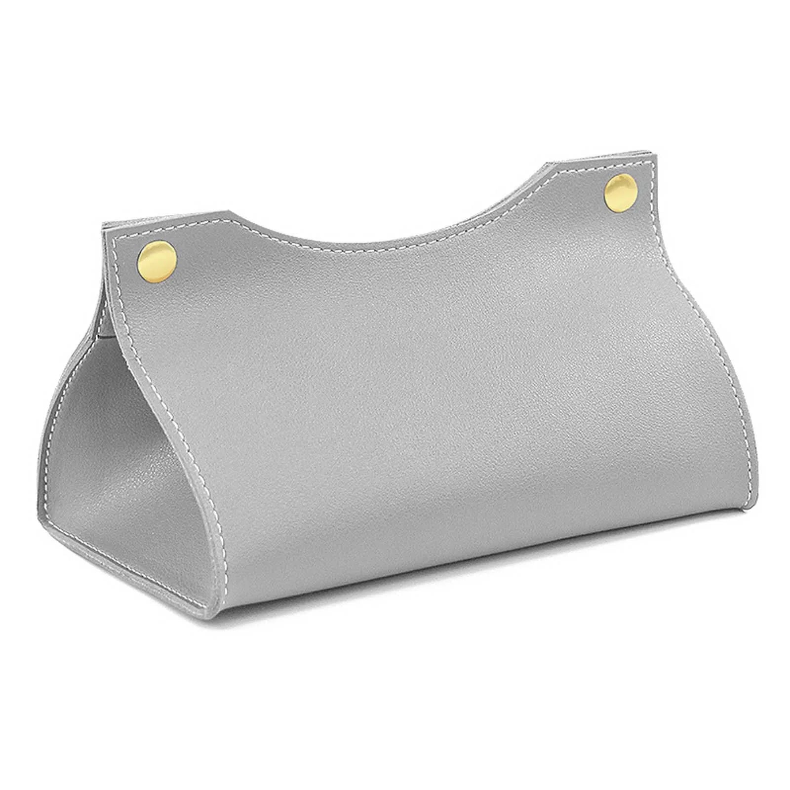 PU Leather Tissue Case Napkin Holder Storage Container Car Tissue Box Solid Color Home Living Room Decoration Qme Gray
