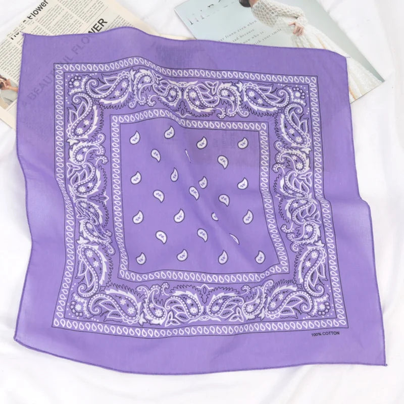 Unisex Cotton Bandana Kerchief Hip Hop Black Hair Band Neck Scarf Qme A15