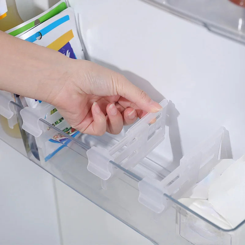 4PCS New Refrigerator Space Telescopic Partition Side Door Box Separator Organizer Divider Splint Kitchen Classifies Accessories Qme