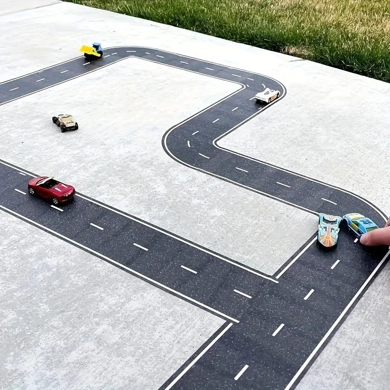 Reusable Cartoon Road Track Stickers Black Road Tape for Party Racing Decor Pre-Pasted Glitter Finish Auto-Themed Qme
