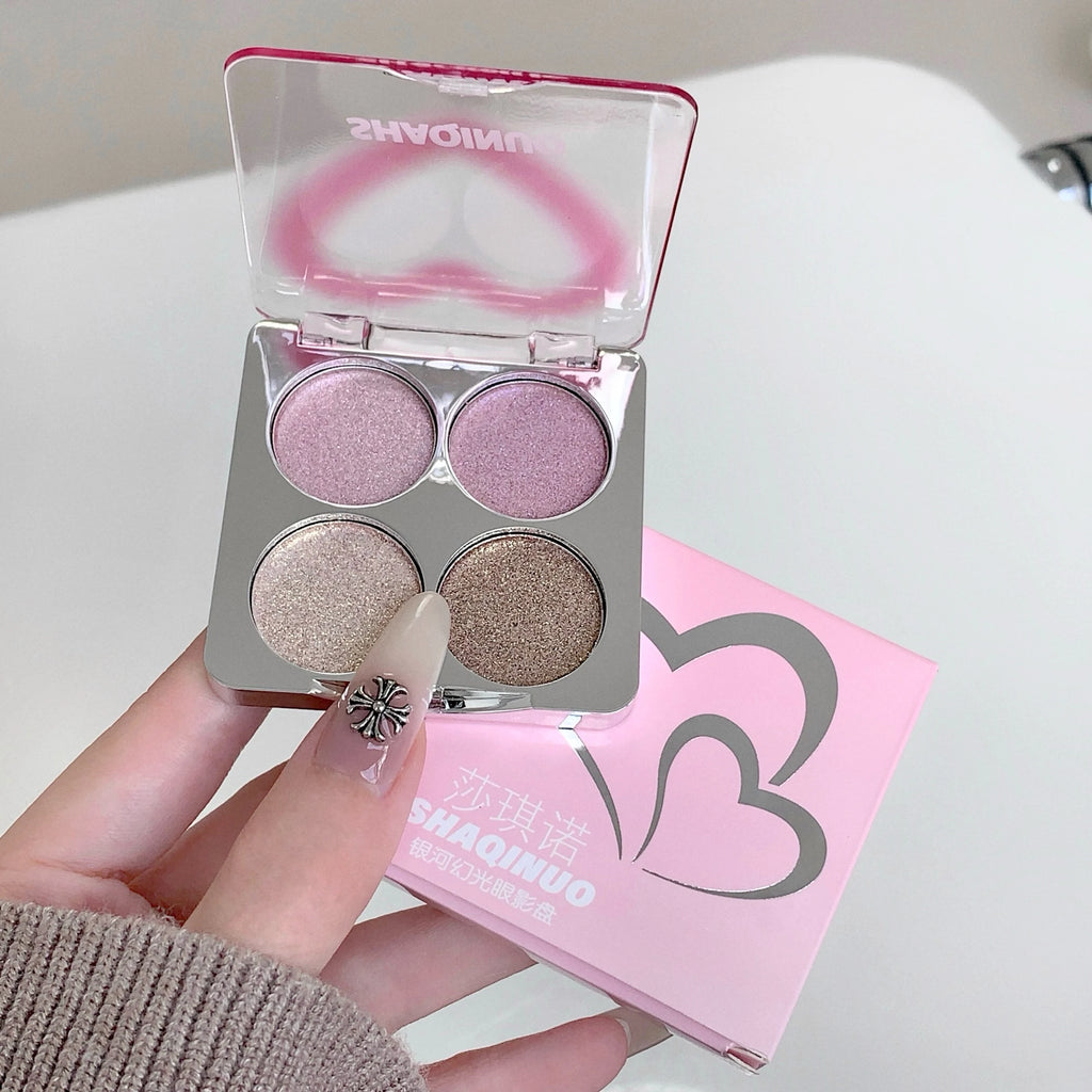 4-Color Glitter Eyeshadow Palette SHAQINUO Pearlescent Shimmer Qme