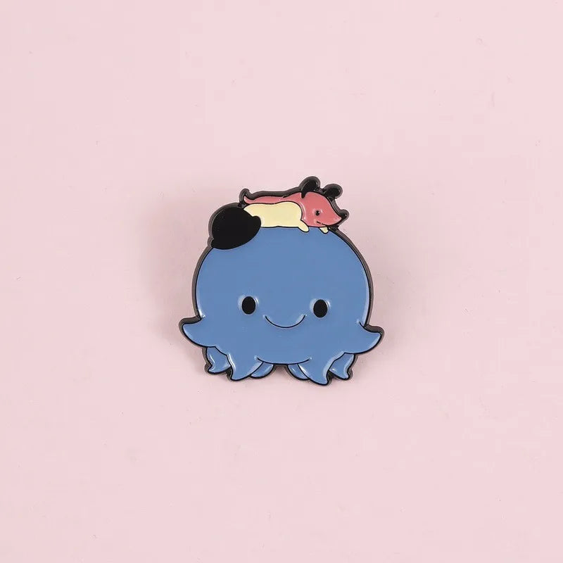 Exquisite Cute Blue Little Monster Enamel Lapel Pin Cartoon Badge For Backpack Hat Clothes Decor Birthday Holiday Surprise Gifts Qme
