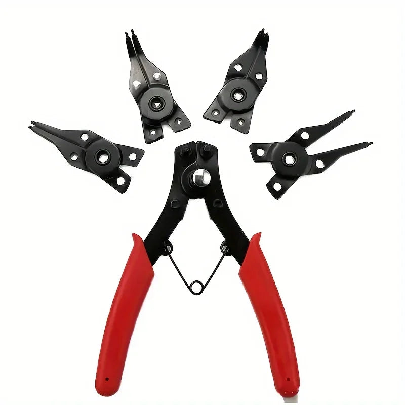 4-In-1 Multifunctional Pliers with 4 Interchangeable Heads, Including Circlip Pliers And Angle Pliers, Designed for Automotive Qme