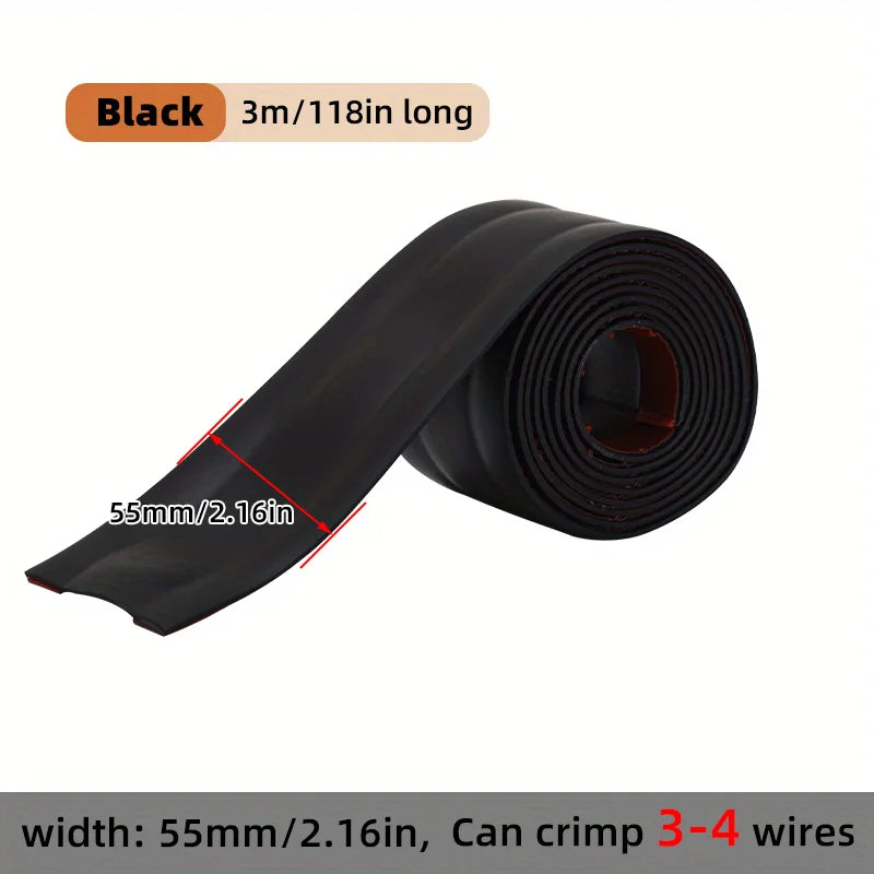 Cable Protector Self-Adhesive PVC Wire Protection Strip Insulation Cord Protection Cover Wear Resistant Prevent Trip Organizers Qme Black-5.5cm 5M