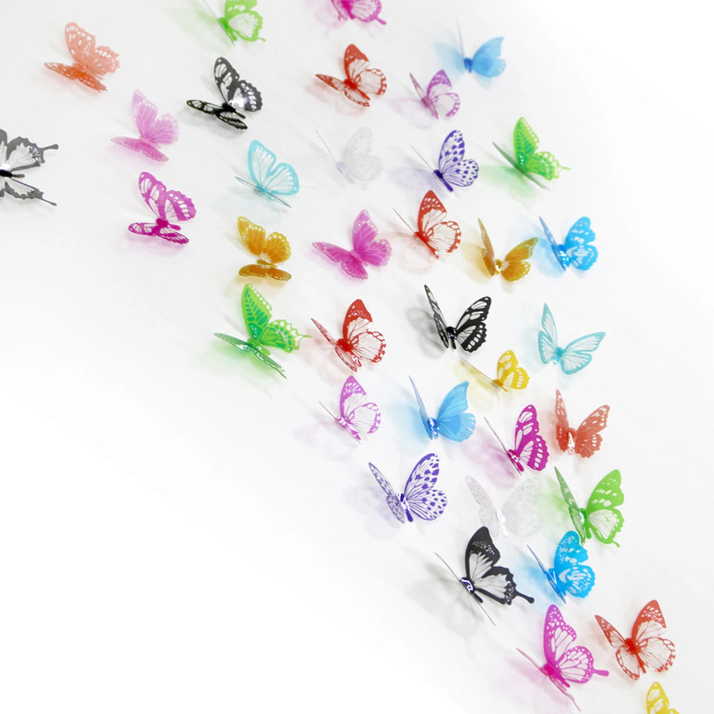 36 Pcs Butterfly Wall Stickers Colorful Vivid 3D Design House DIY Baby Nursery Art Decals Wall Decoration Windows Decor Qme