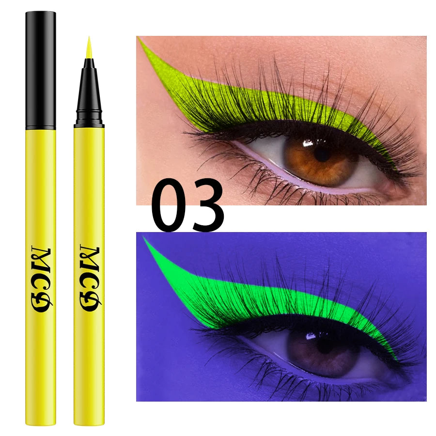 UV Light Neon Eyeliner Pen Eyes Makeup Blue Green Waterproof Liquid Qme 03