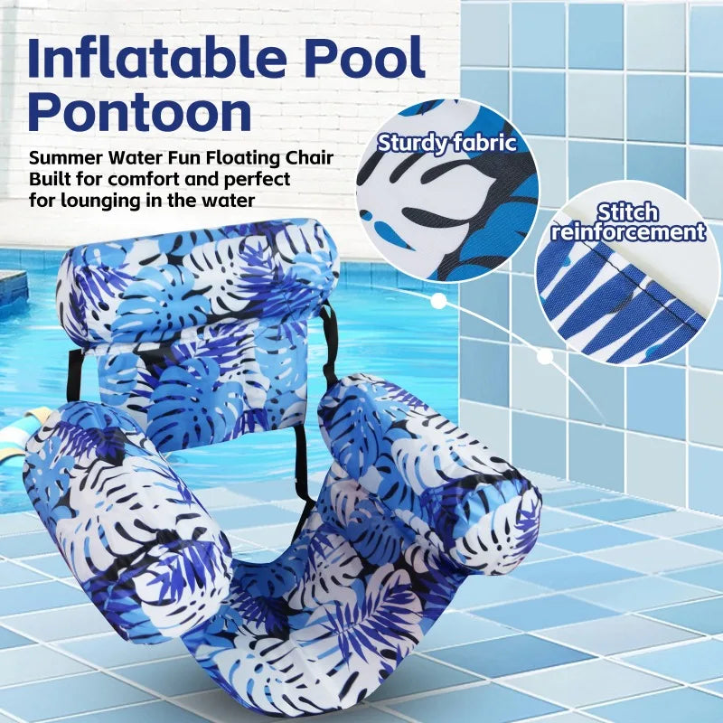 Inflatable Water Park Float Chair Foldable Pool Lounge Sofa Qme