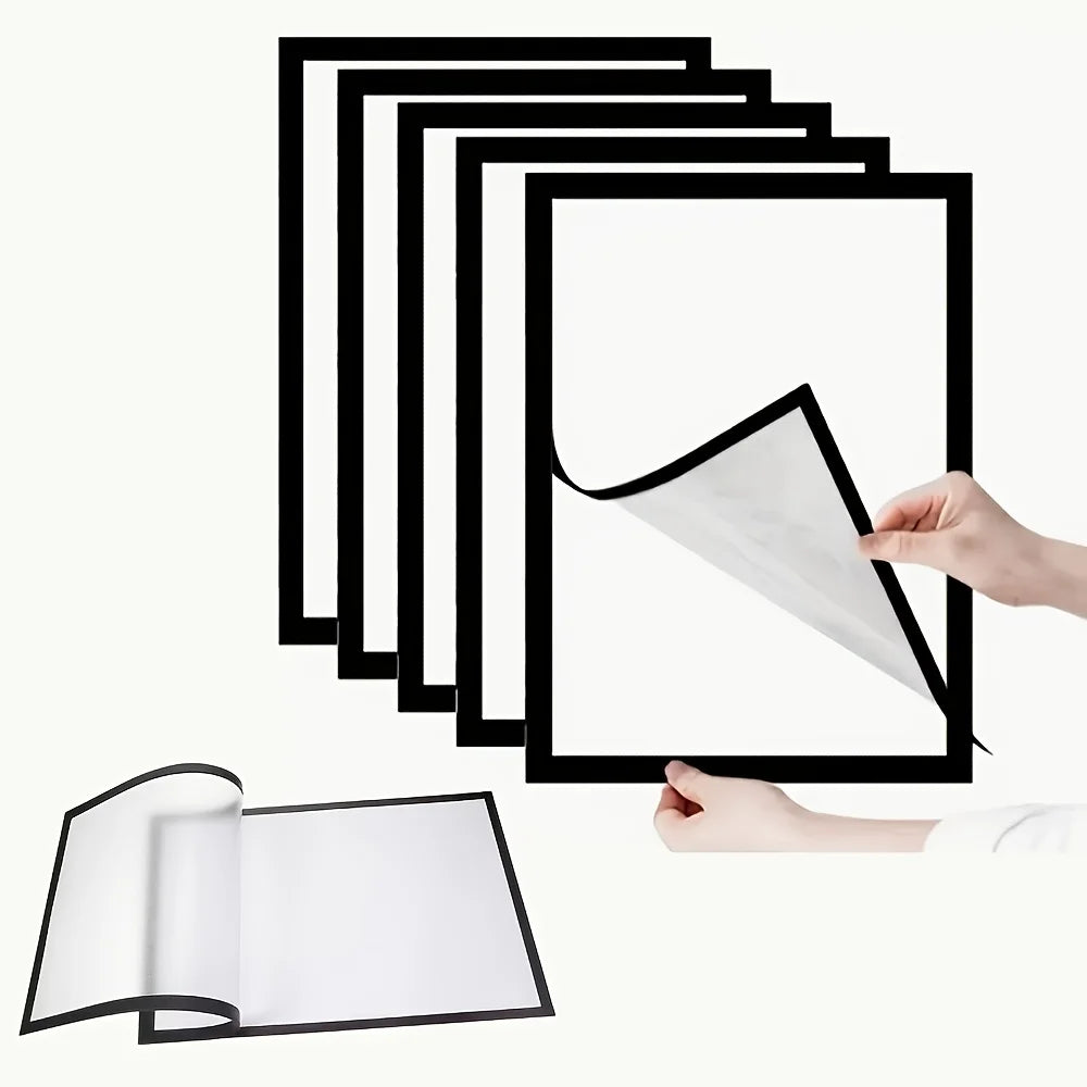2pcs Magnetic Self-Adhesive Picture Frames - Portable Wall-Mountable Plastic Photo And Document Display Frames Qme