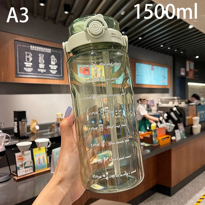 1 5 2Liter Sport Straw Water Bottle Time Scale Plastic Summer Cold Qme A3
