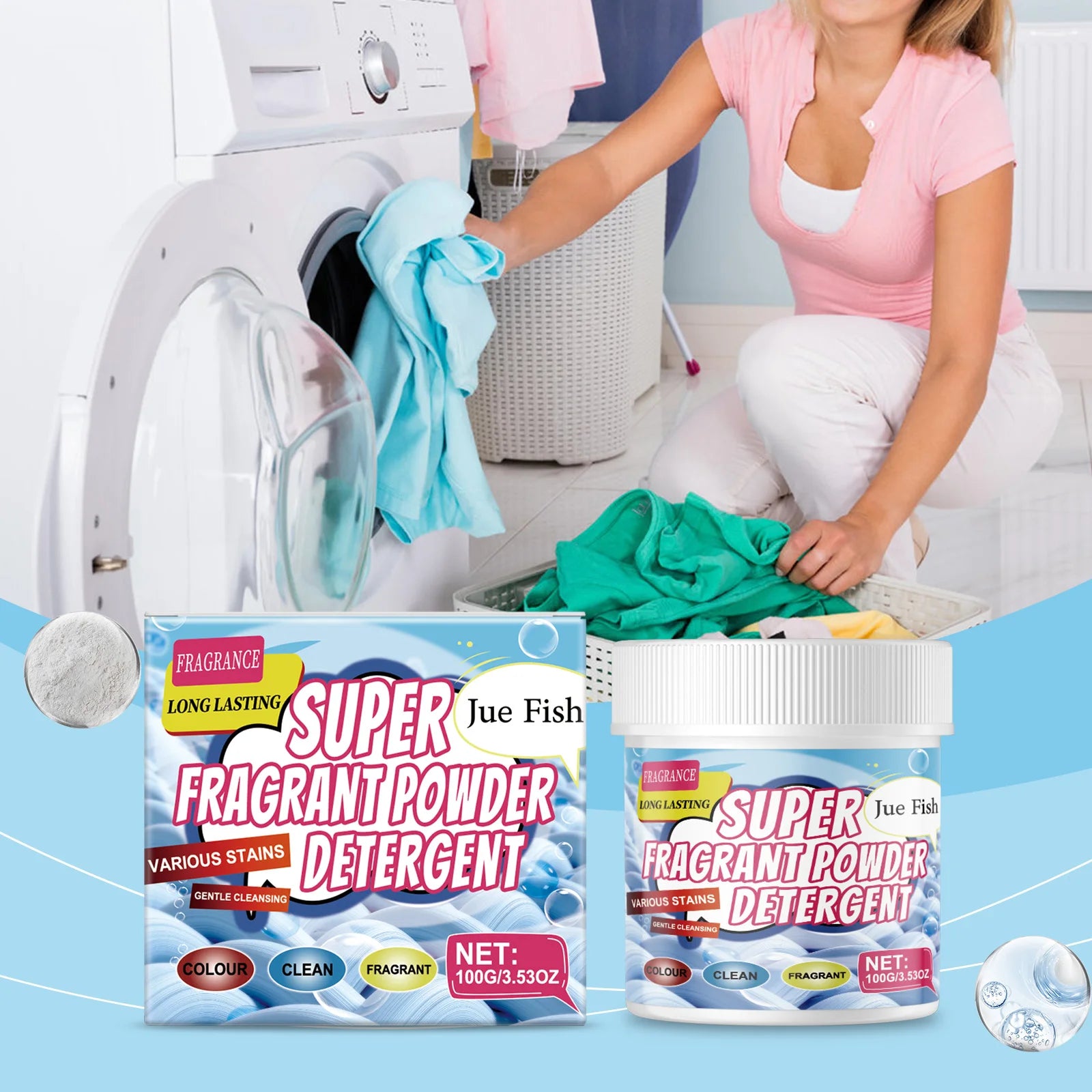 Powerful Laundry Powder Deep Remove Stain Eliminate Odor Lasting Fresh Scent Low Foam Easy Rinse Super Fragrant Powder Detergent Qme
