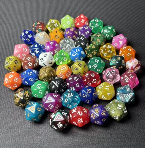 10PCS Acrylic D20 Polyhedral Dice Math Teaching Supplies Learning Resources Toys Party Favors for Kids Boys Girls Qme 10PCS Assorted