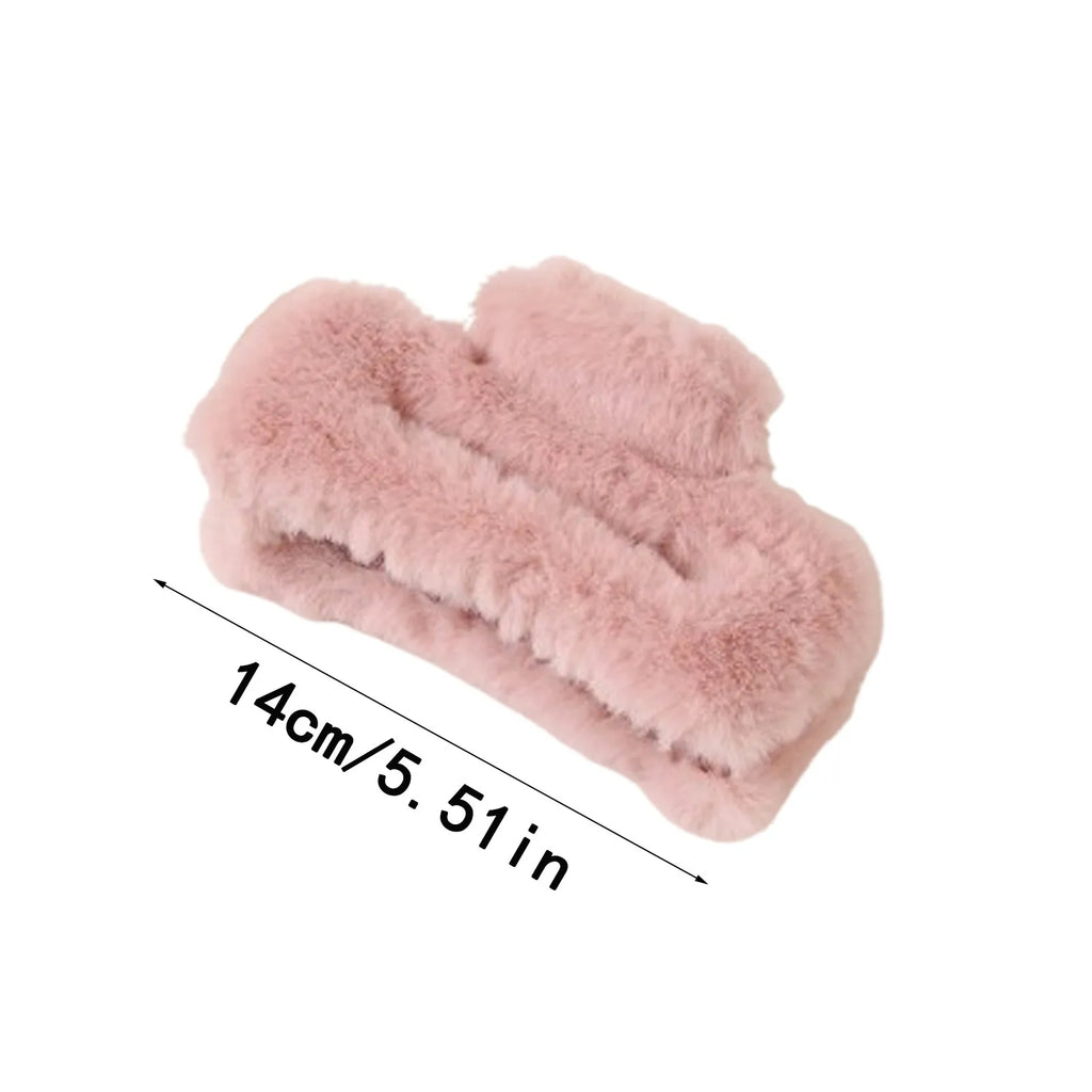 Large Solid Color Plush Hair Claw New Women's Hair Headwear High-End Feel Shark Claw Hairpin Fashionable Hair Accessories Qme