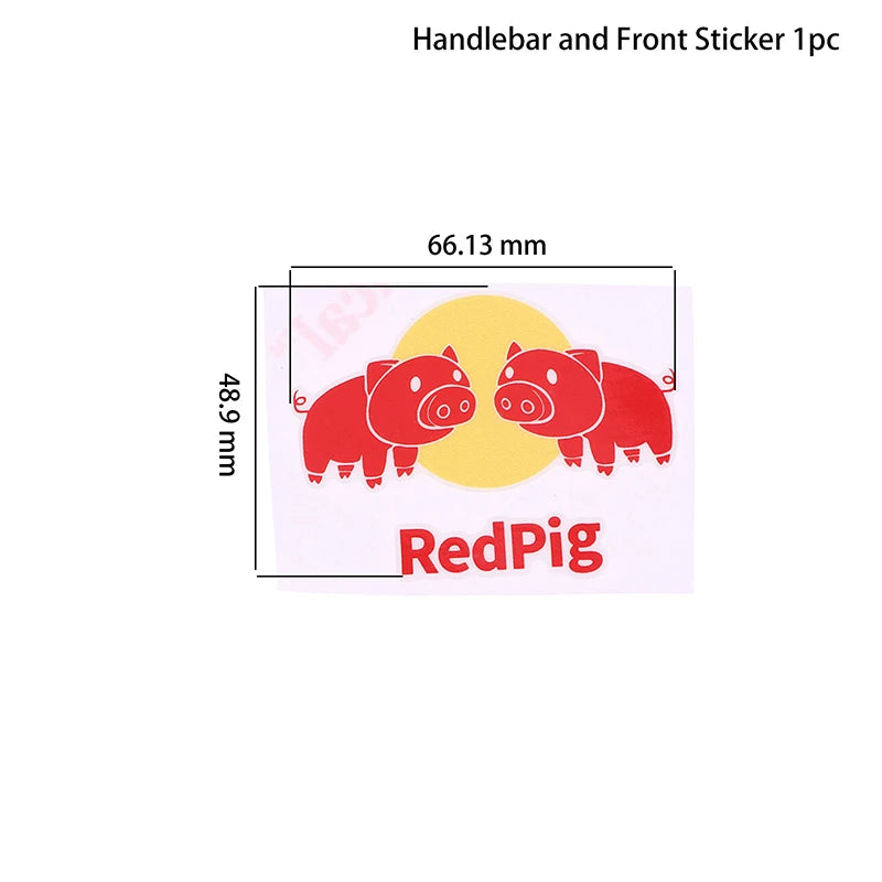 Bike Head Tube Funny Stickers Red Pig Decorative Decals Handlebar Qme B