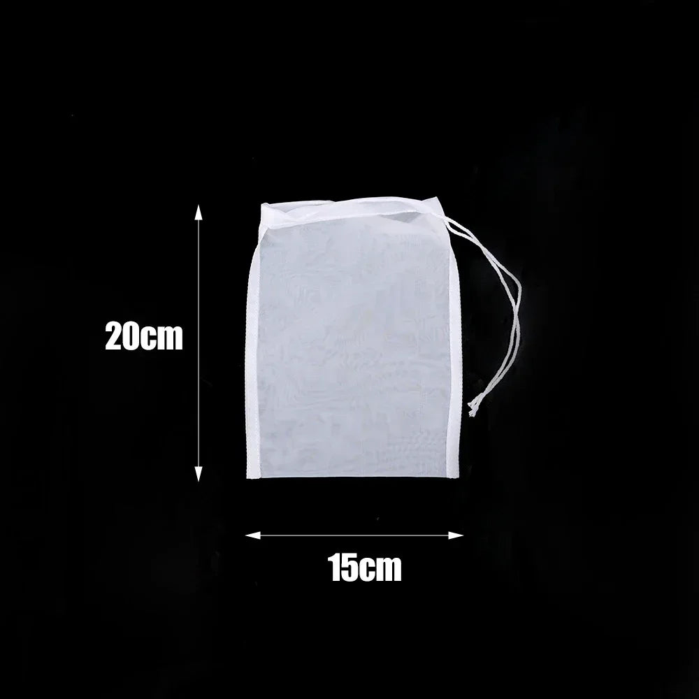 80Mesh Mesh Soy Milk Nylon Filter Bags Nut Yogurt Tea Coffee Oil Food Press Filter Strainers Large Kitchen Filters Bag Reusable Qme 15x20cm 3PCS