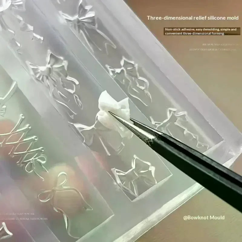 Nail Art Mold 3D Bow Silicone Flexible DIY Stamp Reusable Decoration Qme