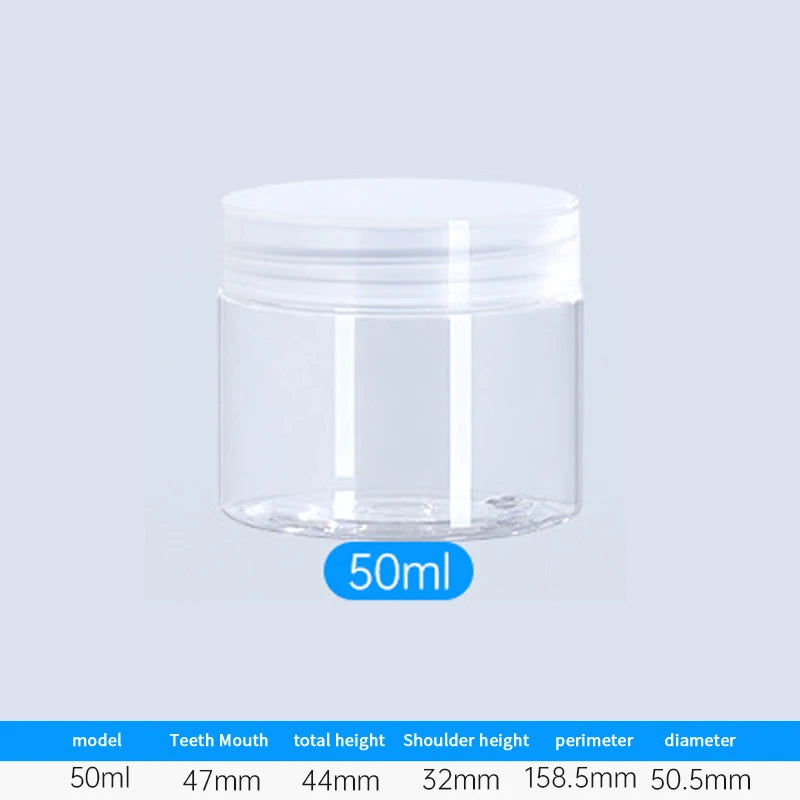 Travel Face Cream Jar Empty Plastic Cosmetic Makeup Bottle Qme 50ml Transparent