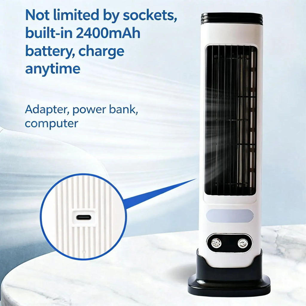 Vertical Fan 5-speed Floor Wind Blower USB Charging Adjustable Vent Low-noise Bedroom Tower Fan for Camping Beach Office Desktop Qme