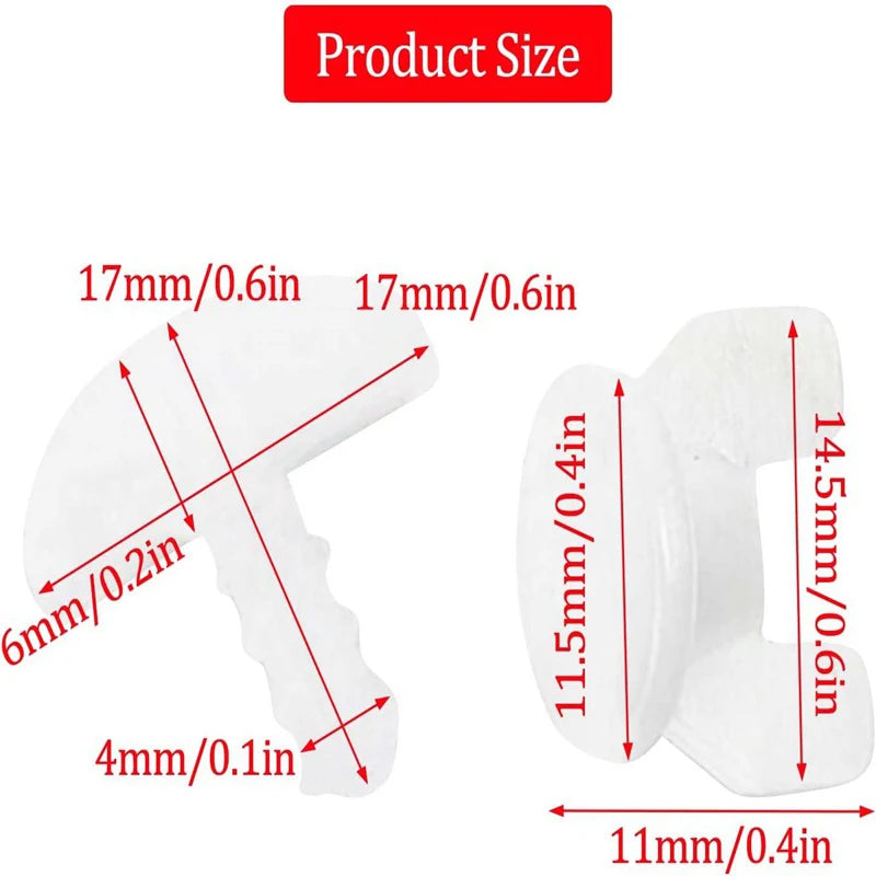 Drapery Rails Sliding Gliders Curtain Fasteners White Plastic Track Qme White