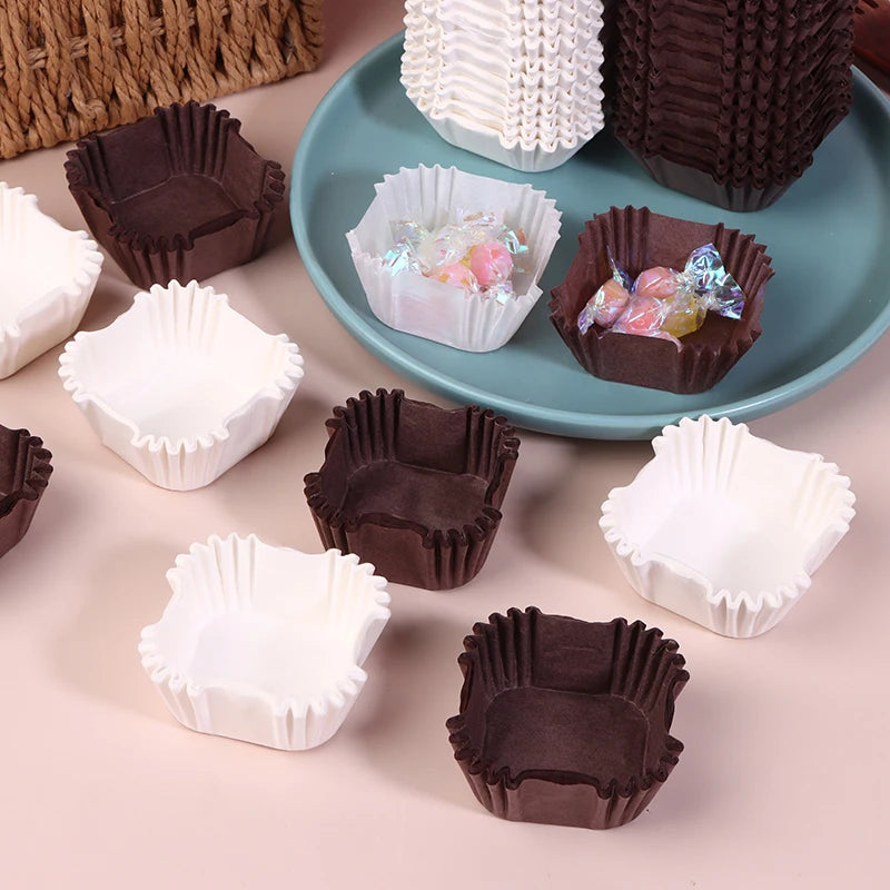 1000Pcs Square Cupcake Liners Muffin Baking Cups Pan Liners Paper Oven Microwave Safe For Wedding Birthday Party Supplies Qme