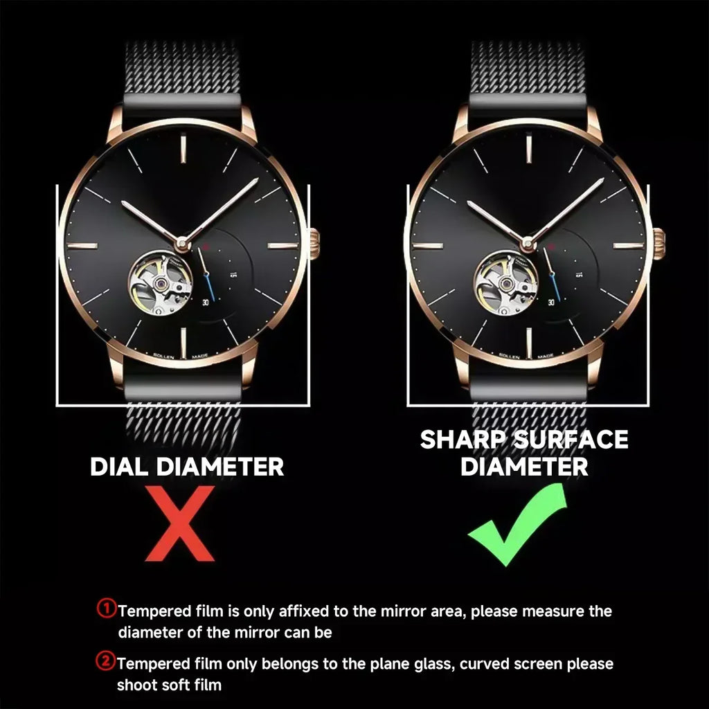 Universal Tempered Glass Smartwatch Screen Protector Protective Film 28mm 30mm 32mm 38mm 40mm 41mm 42mm Diameter 26-46mm Qme
