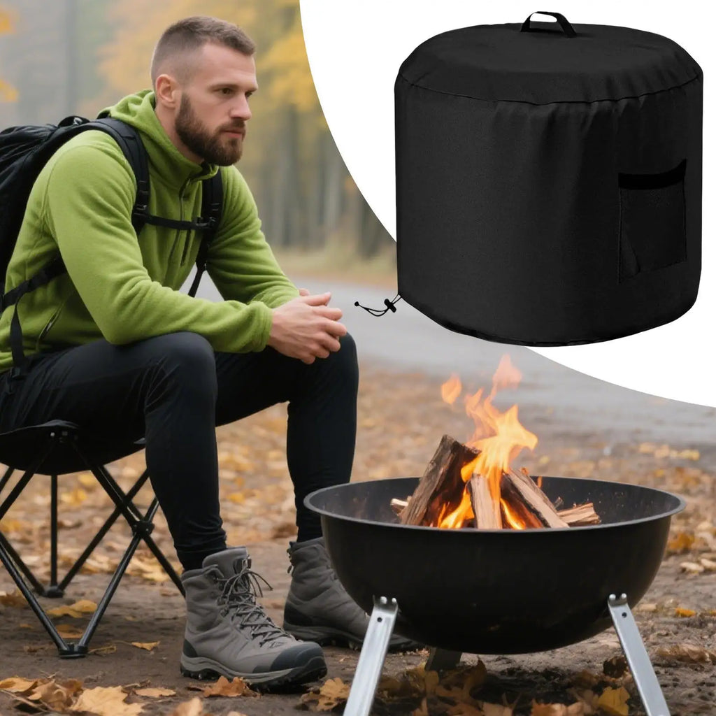 Fire Pit Cover Waterproof Outdoor Round Weatherproof Oxford Fabric Qme