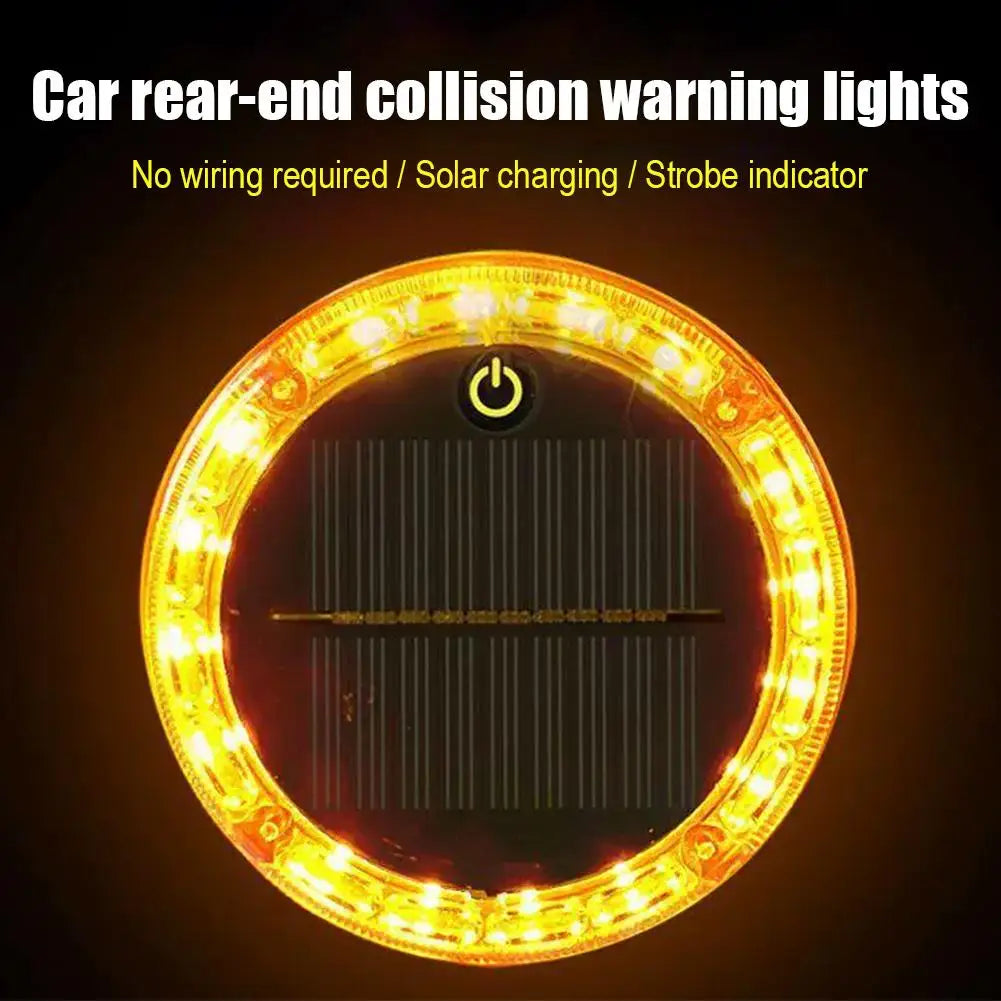 Solar Flash Warning Light Tail Flashing Touch Auto Charging Car Night Qme