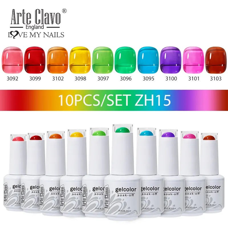 Arte Clavo 4 6 8 Gel Nail Polish Art Soak Off UV Colorful Semi