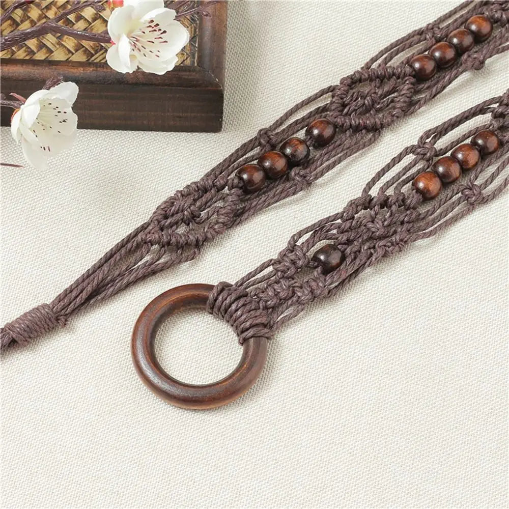 Belts Retro Beads Wax Rope Beach All-match Waist Ethnic Braided Belt Qme