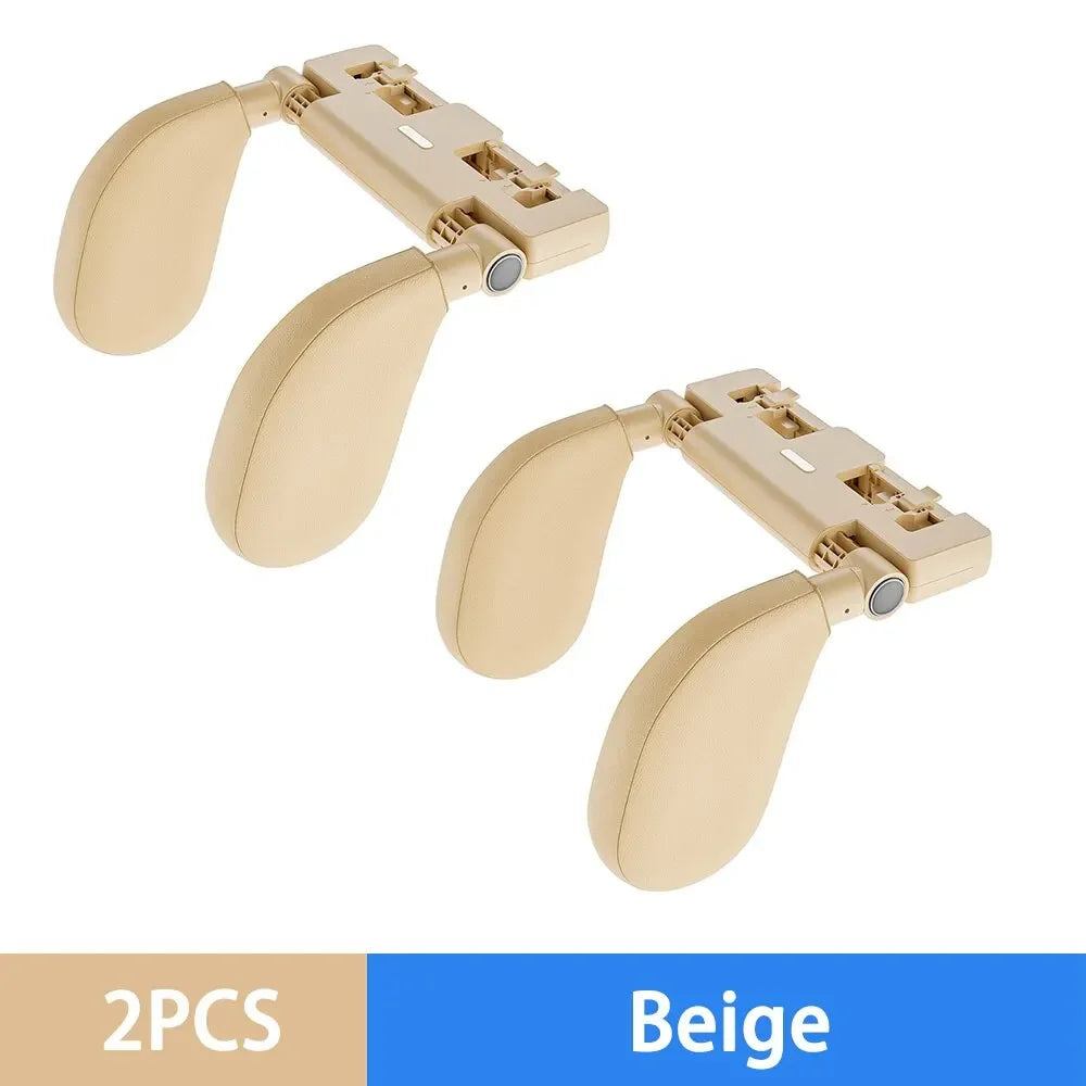 Car Seat Headrest Pillow Travel Rest Sleeping Headrest Support Solution Car Accessories Interior U Shaped Pillow For Kids Qme 2Pcs Leather Beige