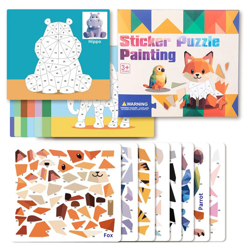 3D Puzzle Sticker DIY Craft Art Kit with Self-Adhesive Paper Back-to-School Gift Animal Collages Creative Handcraft Educational Qme Animal