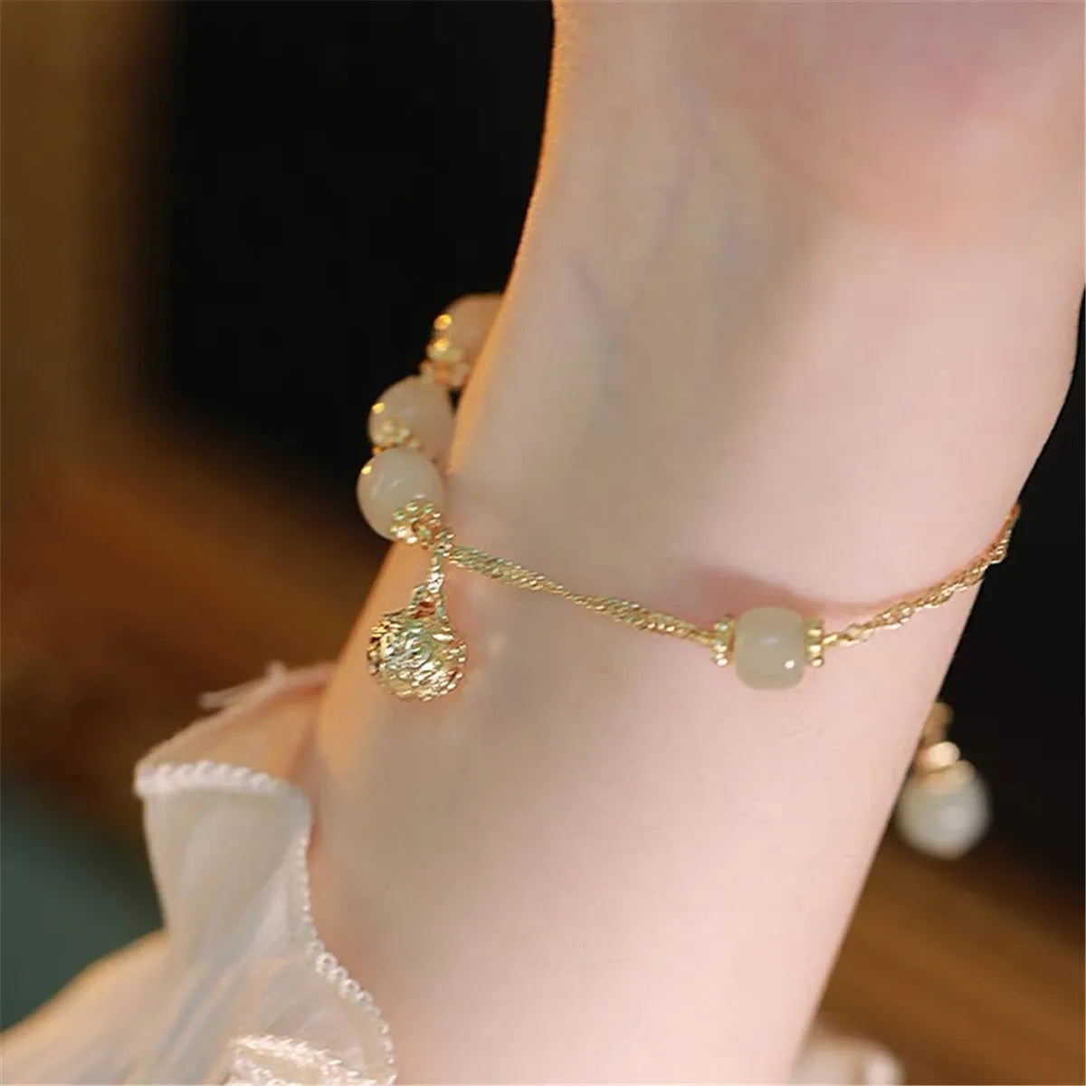 Fu Character Lucky Hetian Jade Hare Stars Antique Bracelet Creative Cute Female Temperamental Fashion Gifts Femme Qme 1