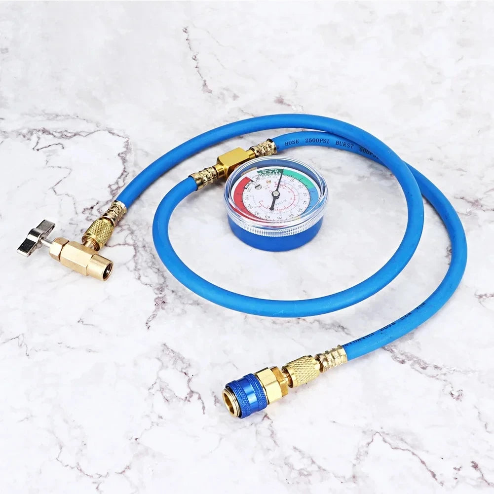Refrigerant Charging Hose R134A with Gauge Automotive AC Refill Kit Compatible Gas Pressure Measuring Tool for Car Air Repair Qme