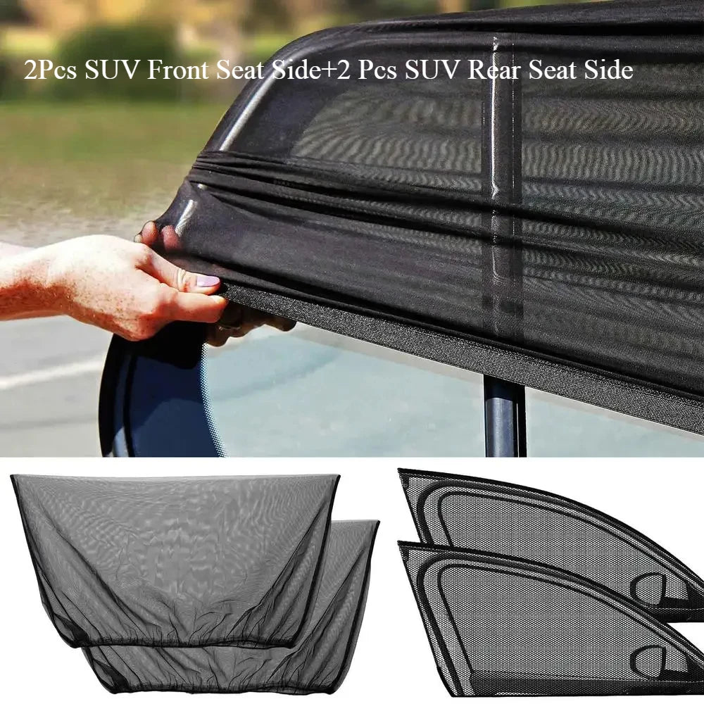2pcs Car Rear Side Window Sunshade UV Protect Shield Mesh Prevent Mosquito Sunshine Privacy Protection Foldable Curtain Qme SUV 4PCS