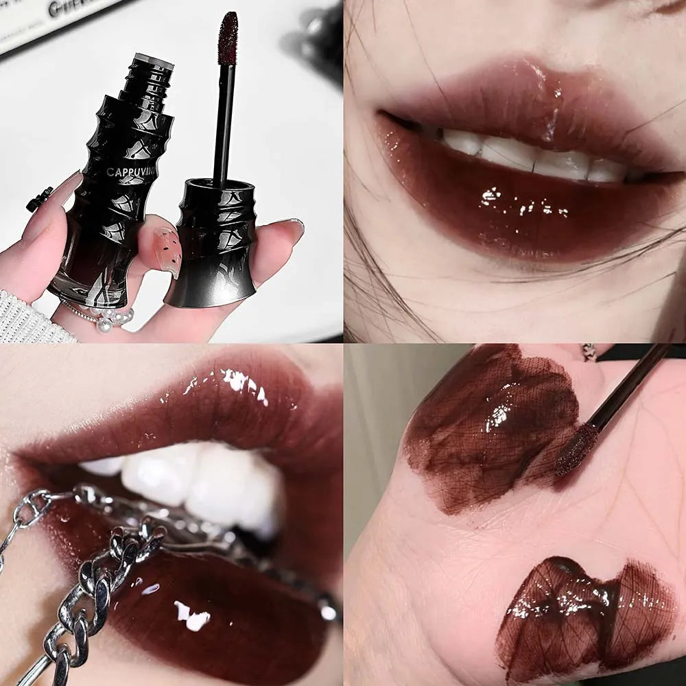 Crystal Lilac Lip Glaze Long Lasting Waterproof Pink Lip Tint Mirror Plumping Gloss Oil Non-stick Cup Natural Nude Jelly Makeup Qme