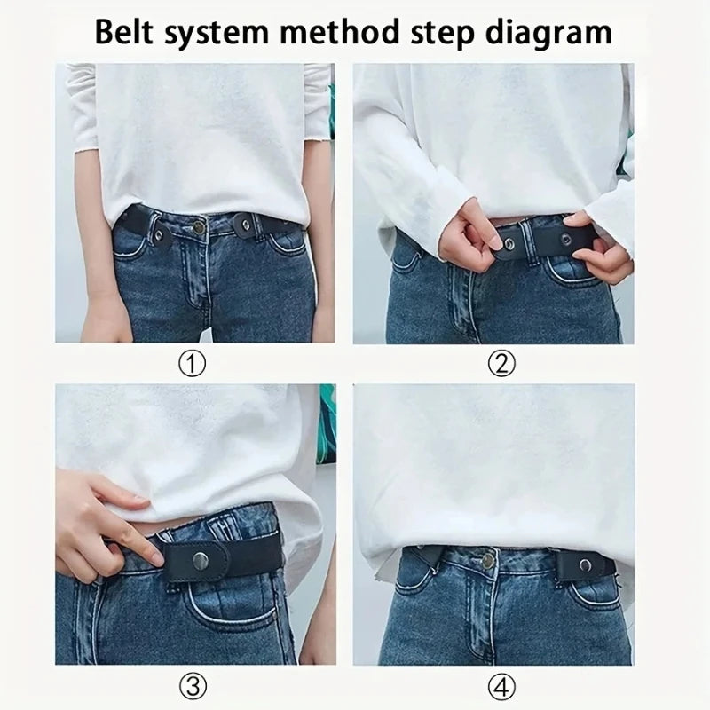 Buckle-free Belt Jean Pants Dresses No Buckle Stretch Elastic Waist Qme