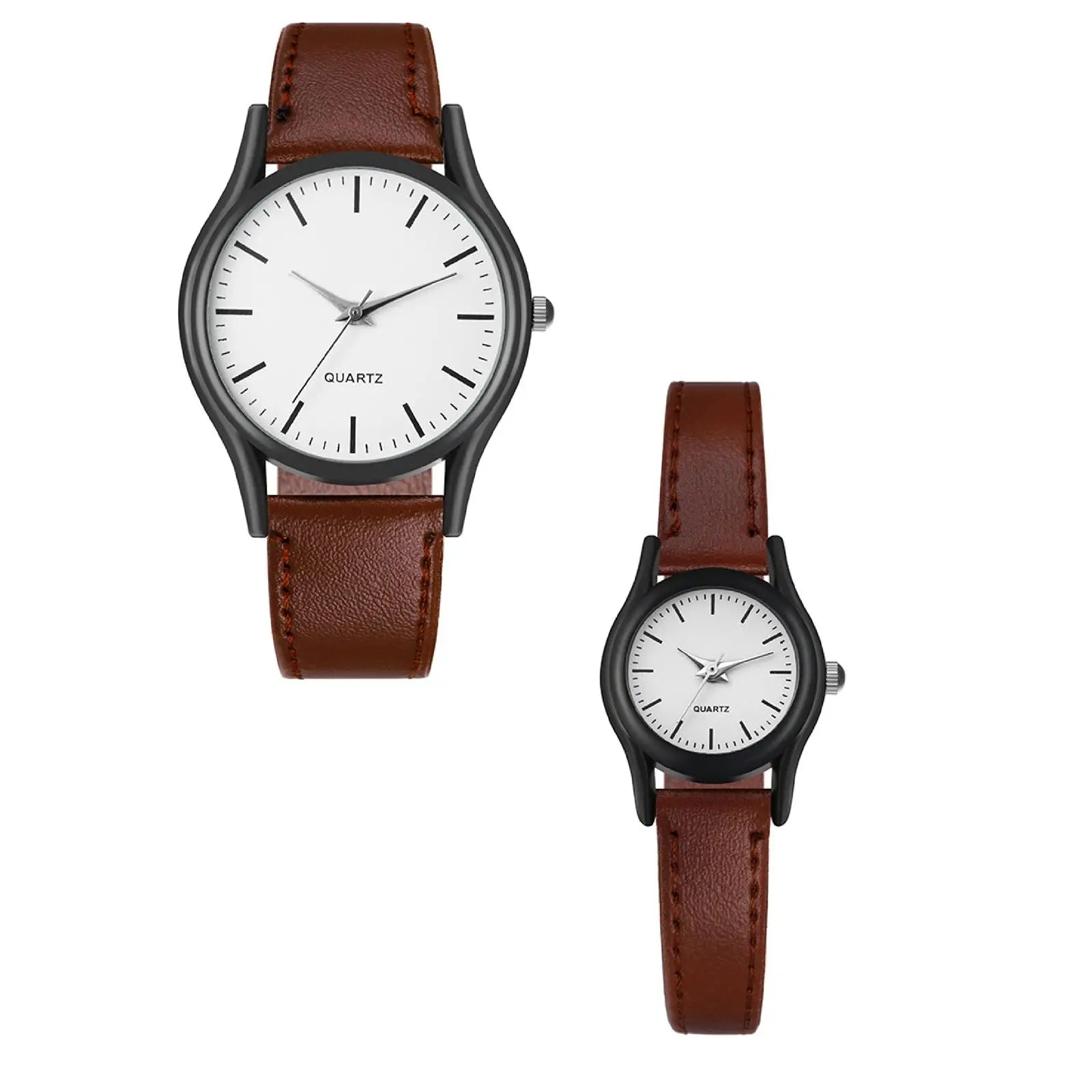 New Couples Watches Leather Strap Minimalist Fashion Quartz Wristwatches Multiple Colors Clothing Accessory Casual Simple Watch Qme 2pc 1