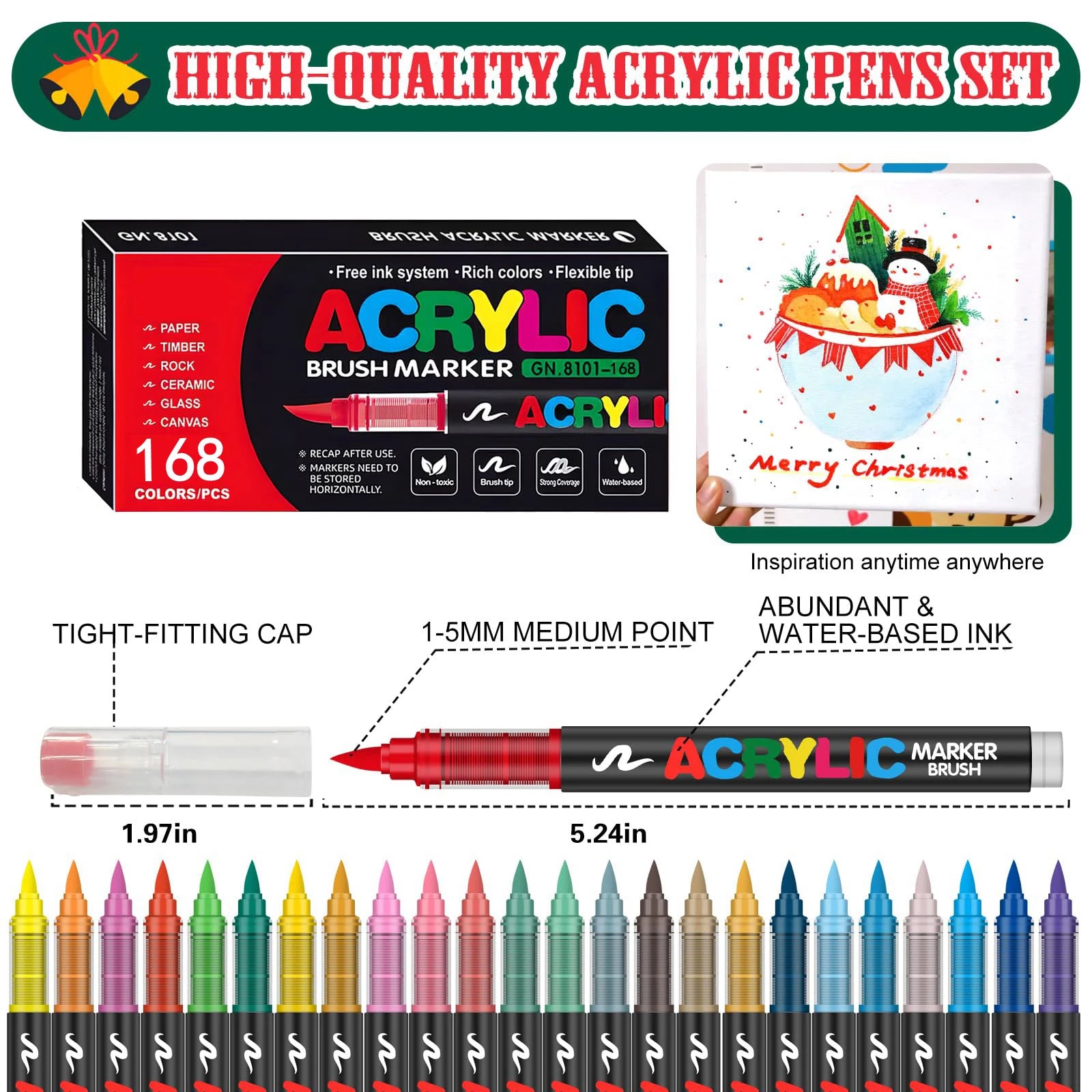 168 Colors New Acrylic Paint Markers Soft Brush Tip Paint Pens and Paint Markers Acrylic Paint Pens DIY Crafts Professional Qme