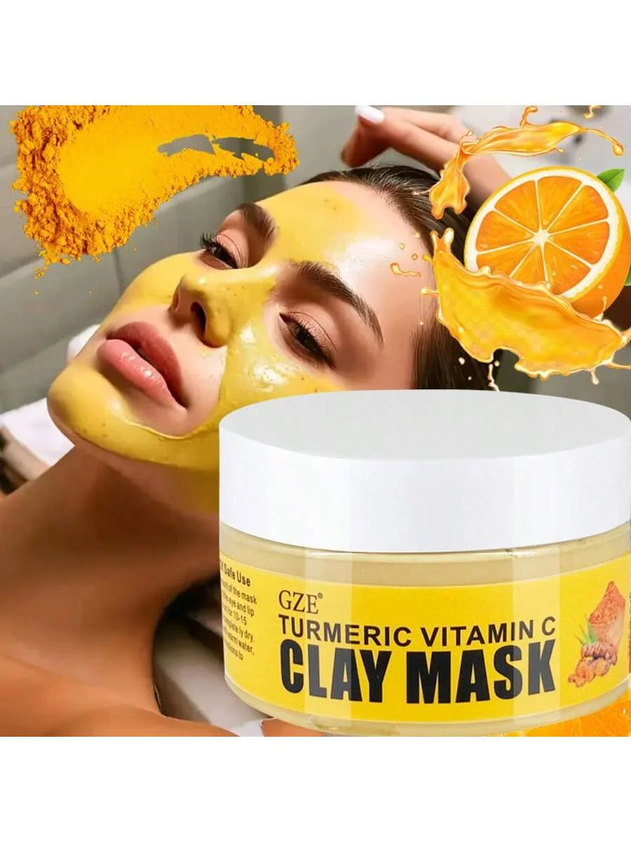 GZE Turmeric Vitamin C Clay Mask Moisturizing Smooth Skin Deep Cleaning Mud Pore For Dry Sensitive Skin Brighten Qme