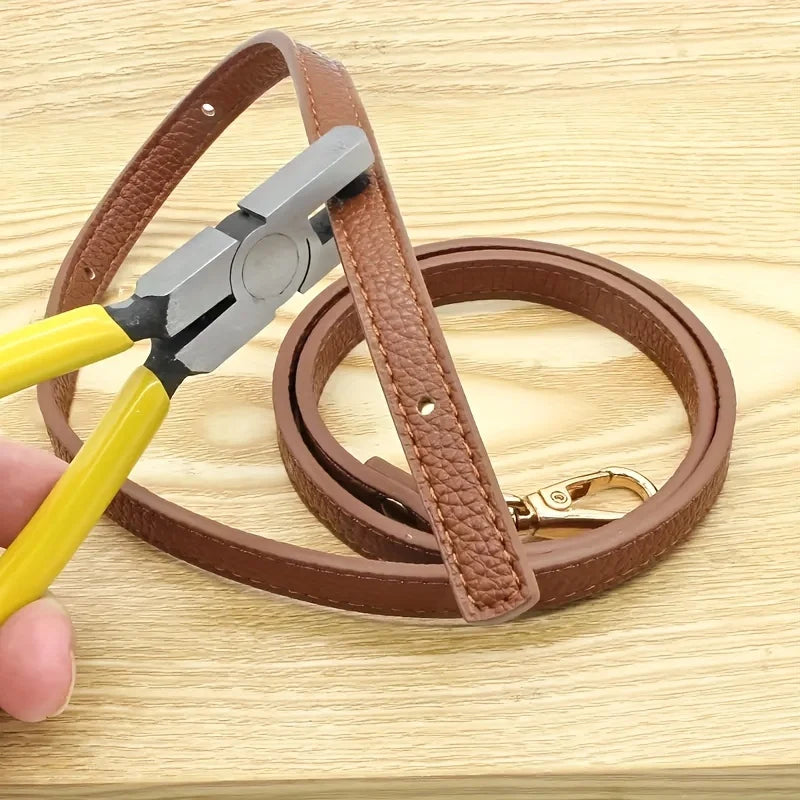 Manual Leather Punch Tool - with ergonomic yellow handle - Belt Punch Qme