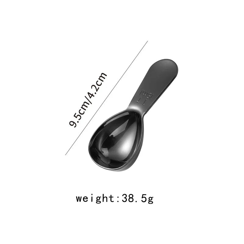 Short Handle Stainless Steel Measuring Spoon Coffee Milk Powder Tea Qme black M